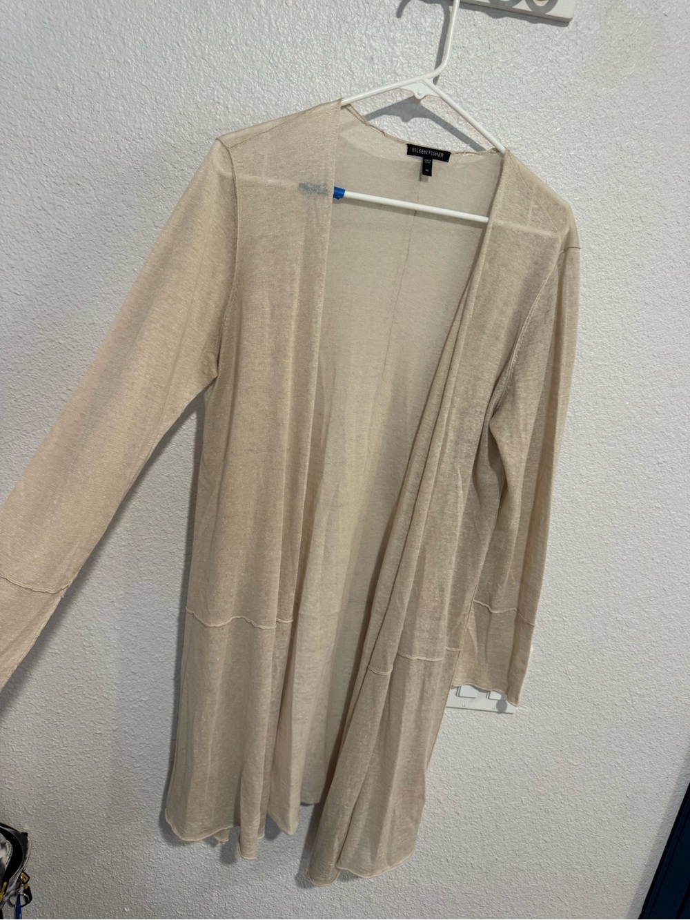100% linen: Eileen fisher Lightweight Open-Front Cream Cardigan